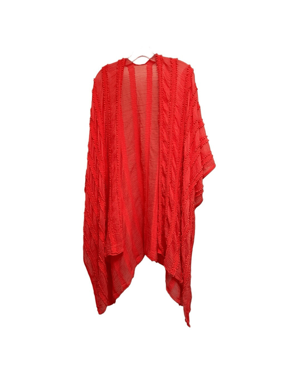 Boutique Coral Sheer Lace Duster Sweater, One Size
